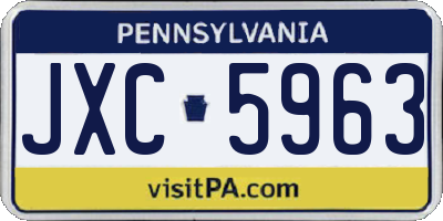 PA license plate JXC5963
