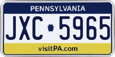 PA license plate JXC5965
