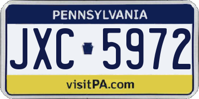 PA license plate JXC5972
