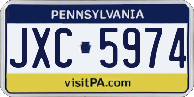 PA license plate JXC5974