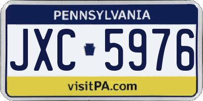 PA license plate JXC5976