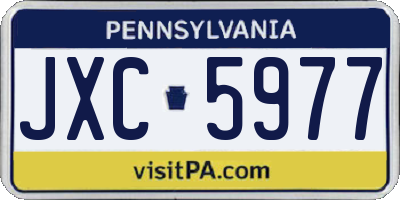 PA license plate JXC5977