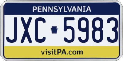 PA license plate JXC5983