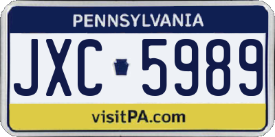 PA license plate JXC5989