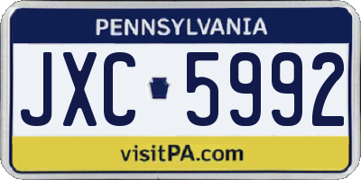 PA license plate JXC5992