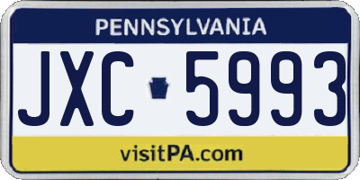 PA license plate JXC5993