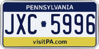 PA license plate JXC5996