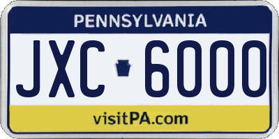 PA license plate JXC6000