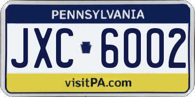 PA license plate JXC6002
