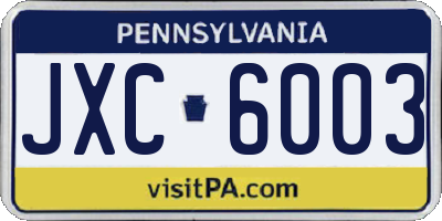 PA license plate JXC6003
