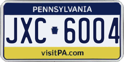 PA license plate JXC6004
