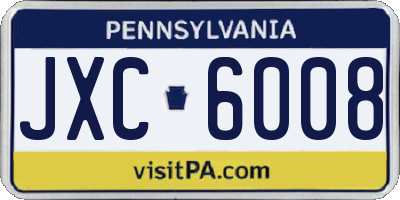 PA license plate JXC6008