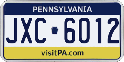 PA license plate JXC6012