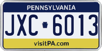 PA license plate JXC6013