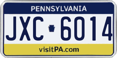PA license plate JXC6014