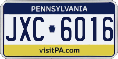 PA license plate JXC6016