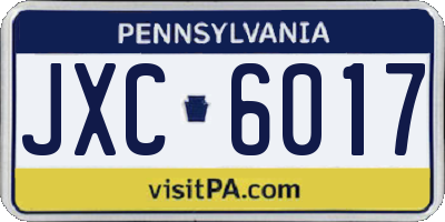 PA license plate JXC6017