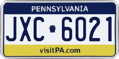 PA license plate JXC6021
