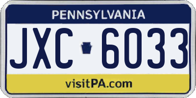 PA license plate JXC6033