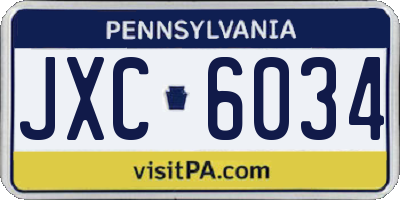 PA license plate JXC6034
