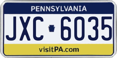 PA license plate JXC6035