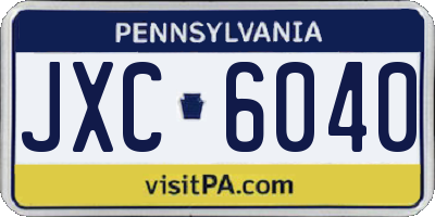 PA license plate JXC6040