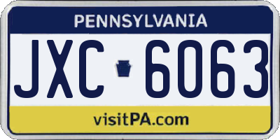 PA license plate JXC6063