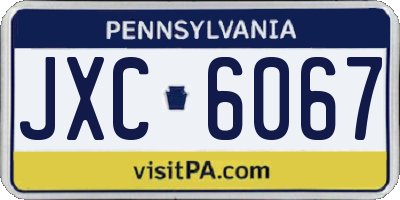 PA license plate JXC6067