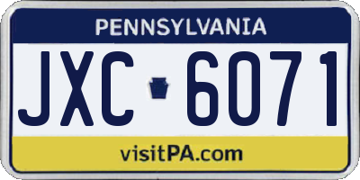 PA license plate JXC6071