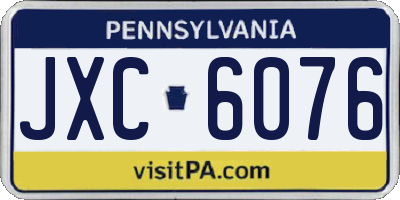 PA license plate JXC6076