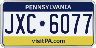 PA license plate JXC6077