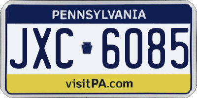 PA license plate JXC6085