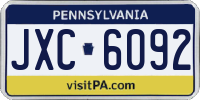 PA license plate JXC6092