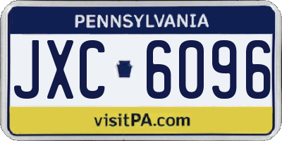 PA license plate JXC6096