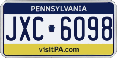 PA license plate JXC6098