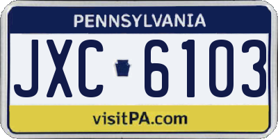 PA license plate JXC6103