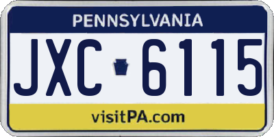 PA license plate JXC6115