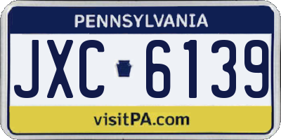 PA license plate JXC6139