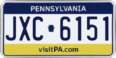 PA license plate JXC6151