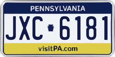PA license plate JXC6181