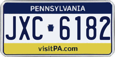 PA license plate JXC6182