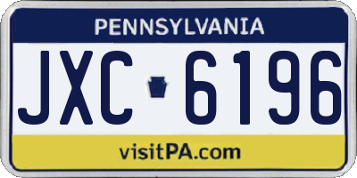 PA license plate JXC6196