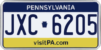 PA license plate JXC6205