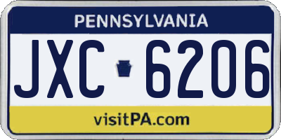 PA license plate JXC6206