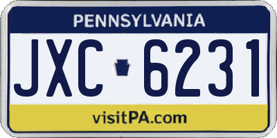 PA license plate JXC6231