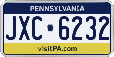 PA license plate JXC6232