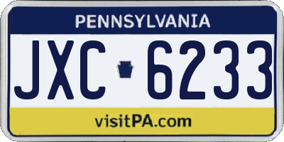 PA license plate JXC6233
