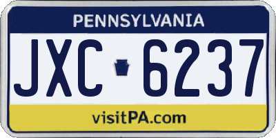 PA license plate JXC6237