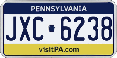 PA license plate JXC6238