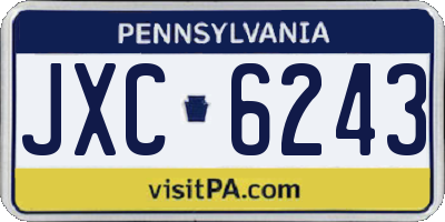 PA license plate JXC6243